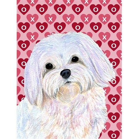Carolines Treasures Carolines Treasures SS4482CHF 28 x 40 In. Maltese Hearts Love And Valentines Day Portrait Flag Canvas; House Size SS4482CHF